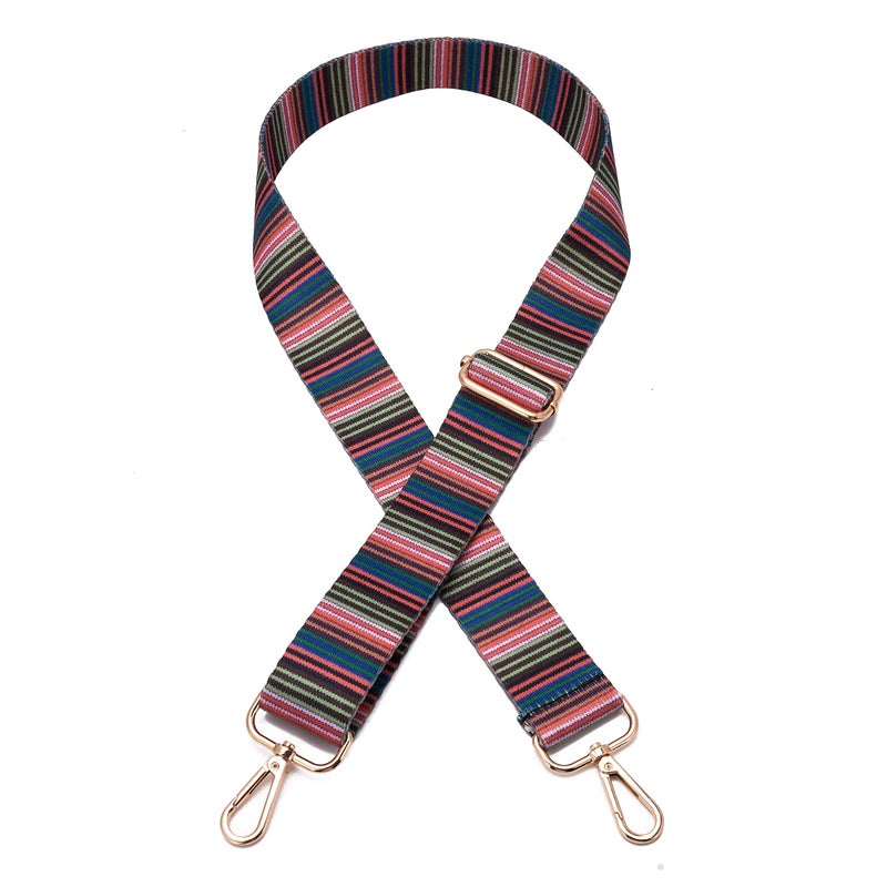 ZOOEASS Wide Shoulder Strap Adjustable Replacement Belt Guitar Style Crossbody Bag Handbag Strap Multicolor Canvas Straps(Wide:1.4in) (Color bar) - Image 1